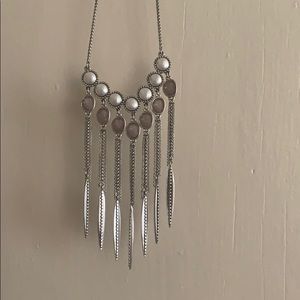 Lucky Brand Druzy Pearl Necklace Silver